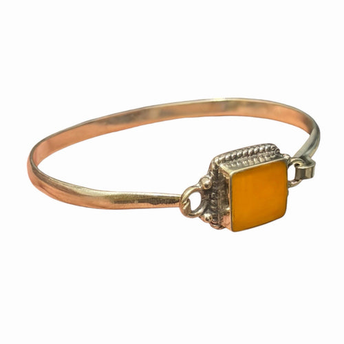 Silver Tone Boho Style Bangle With Stone
