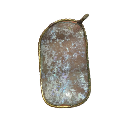 Ancient Roman Glass Pendant – Lavender-Pink Iridescent Glass