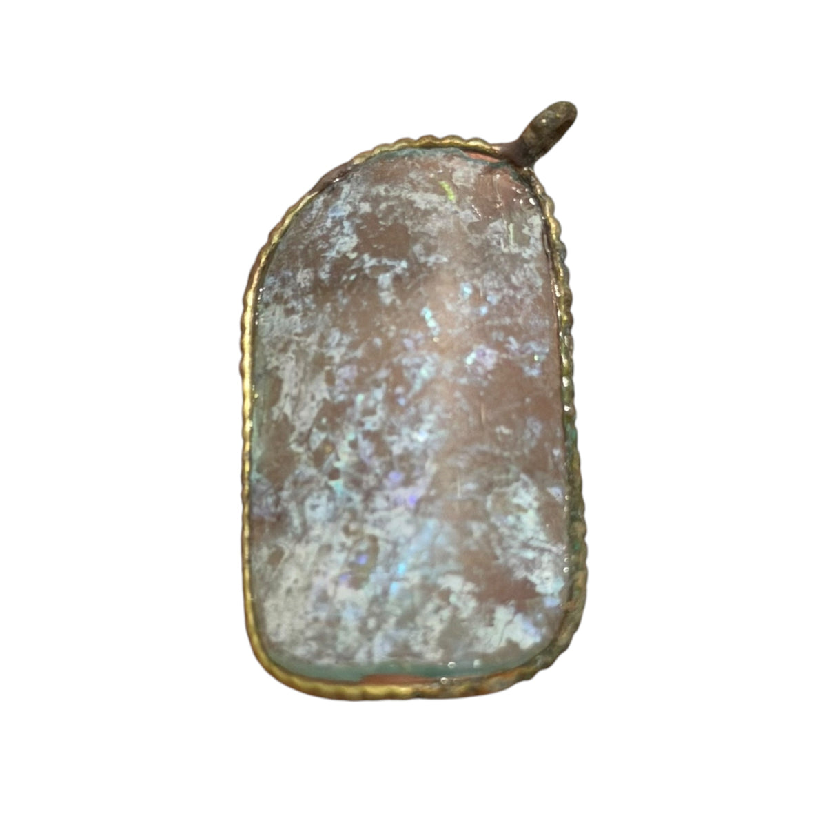 Ancient Roman Glass Pendant – Lavender-Pink Iridescent Glass