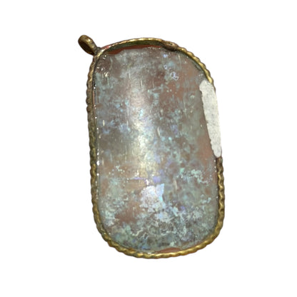Ancient Roman Glass Pendant – Lavender-Pink Iridescent Glass