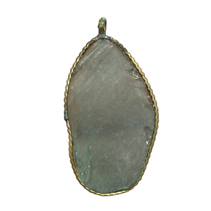 Ancient Roman Glass Pendant – Pale Sage Green Glass, Oval Cut