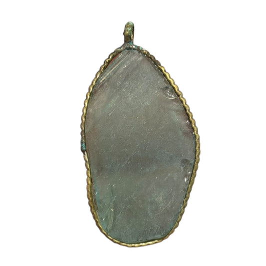 Ancient Roman Glass Pendant – Pale Sage Green Glass, Oval Cut