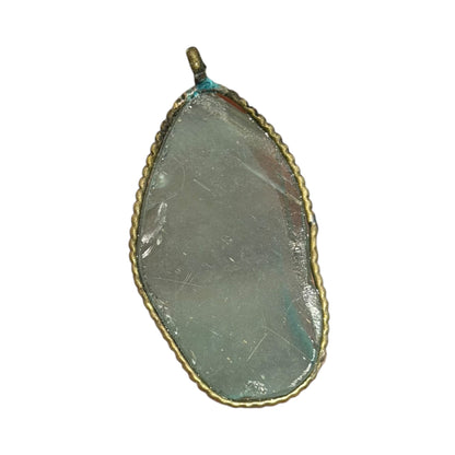 Ancient Roman Glass Pendant – Pale Sage Green Glass, Oval Cut