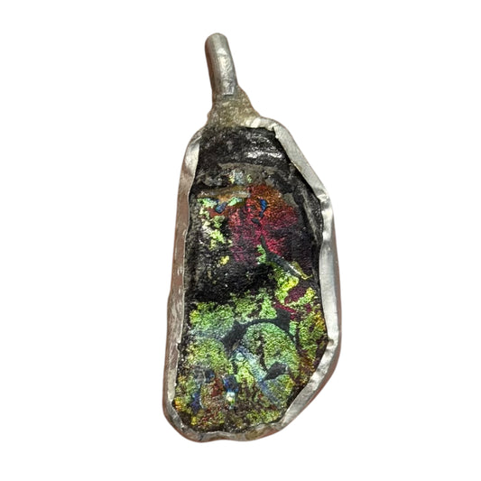 Ancient Roman Glass Pendant – Rainbow Iridescent Speckled Glass
