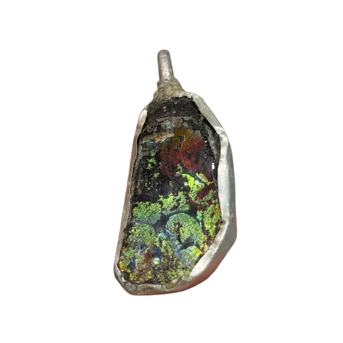 Ancient Roman Glass Pendant – Rainbow Iridescent Speckled Glass