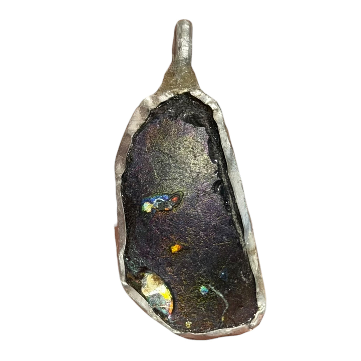 Ancient Roman Glass Pendant – Rainbow Iridescent Speckled Glass