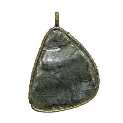 Ancient Roman Glass Pendant – Triangular Sage Green Glass