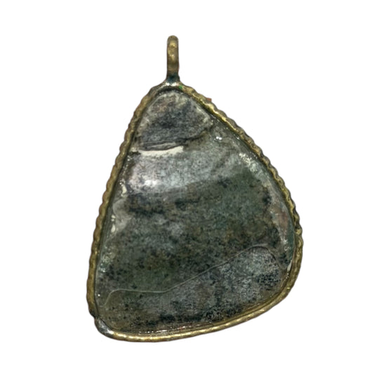 Ancient Roman Glass Pendant – Triangular Sage Green Glass