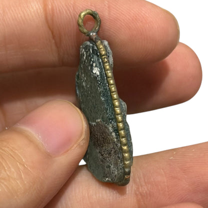 Ancient Roman Glass Pendant – Triangular Sage Green Glass