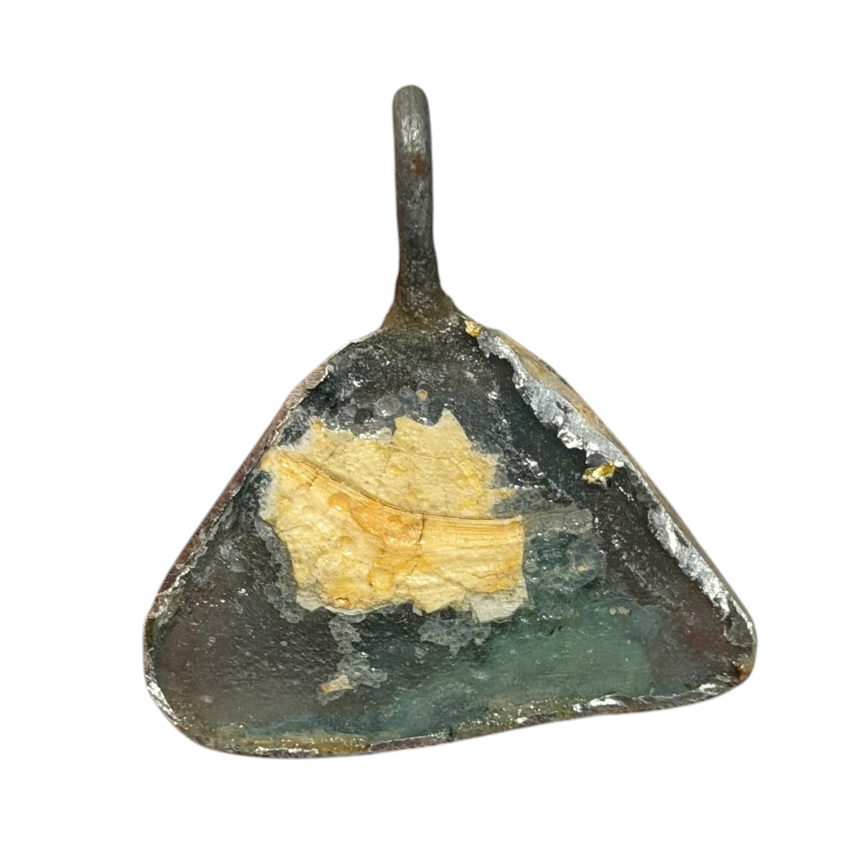 Ancient Roman Glass Pendant – Dark Glass with Amber Patina Patch