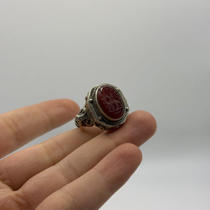 Ancient Roman Inspired Hand Carved Agate Intaglio Ring