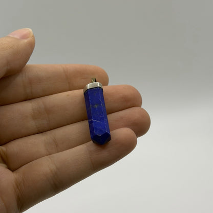 Natural Afghan Lapis Lazuli Point Pendant Silver Cap