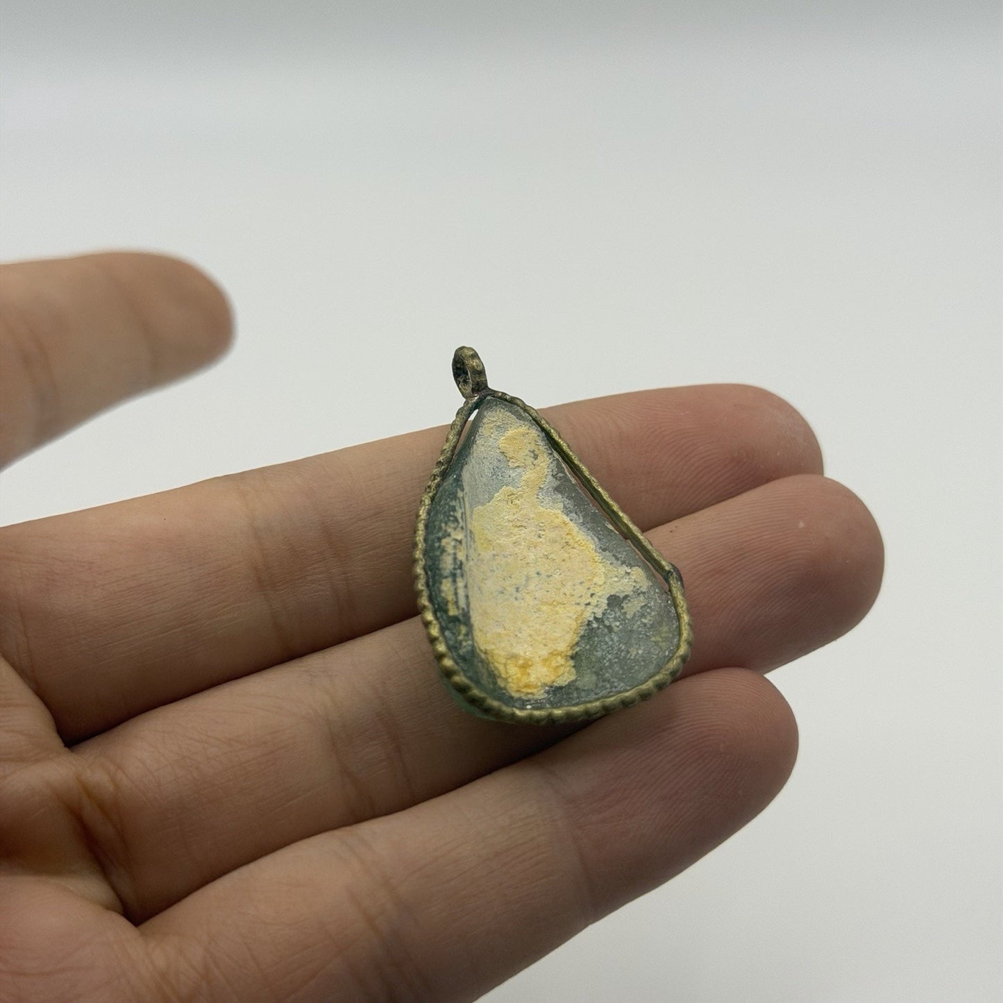 Ancient Roman Glass Pendant With Modern Setting