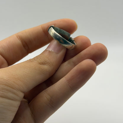 Vintage Silver Greco Roman Style Stone Cabochon Ring