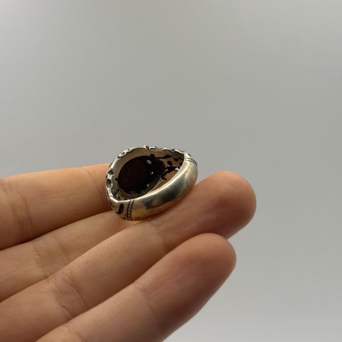 Vintage Islamic Ottoman Style Tiger Eye Silver Ring