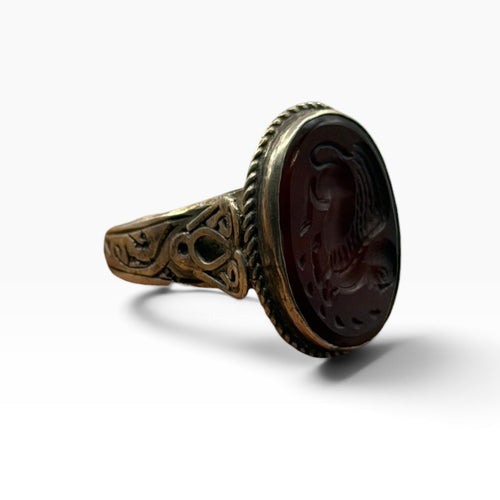 Vintage Ancient Roman Style Silver Intaglio Ring