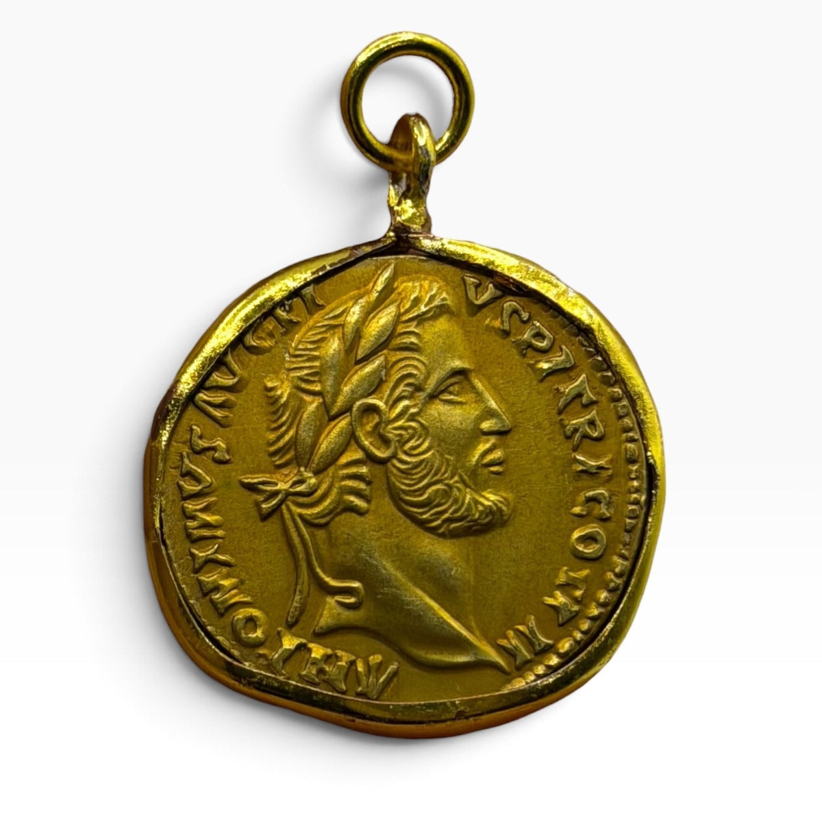 Ancient Roman Greek Style Coin Pendant Silver Gold Tone Coin Medallion Charm