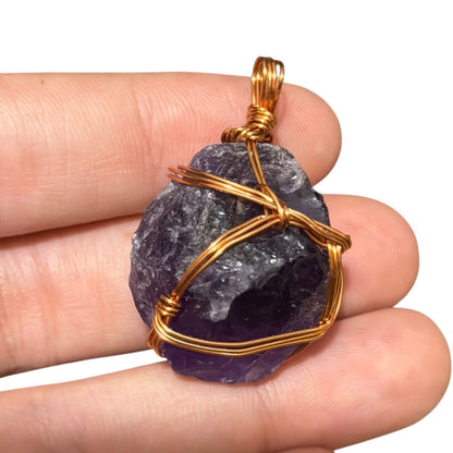 Natural Amethyst Stone Gold Tone Pendant