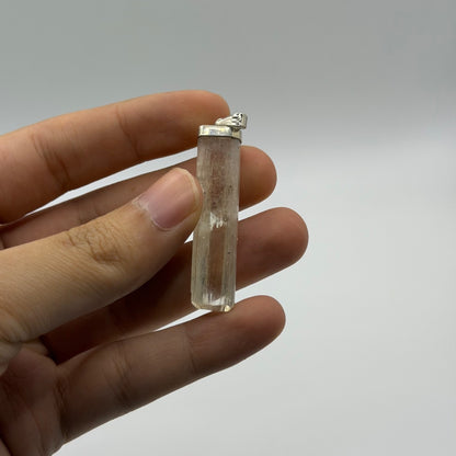 Stunning Raw Scapolite Crystal Slice Silver Pendant