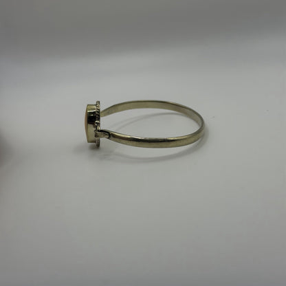 Silver Tone Boho Style Bangle With Stone