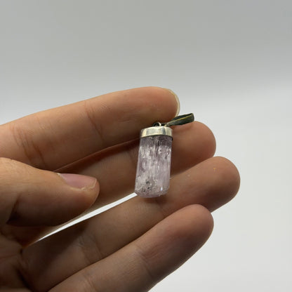 Vintage Natural Pink Quartz Silver Pendant