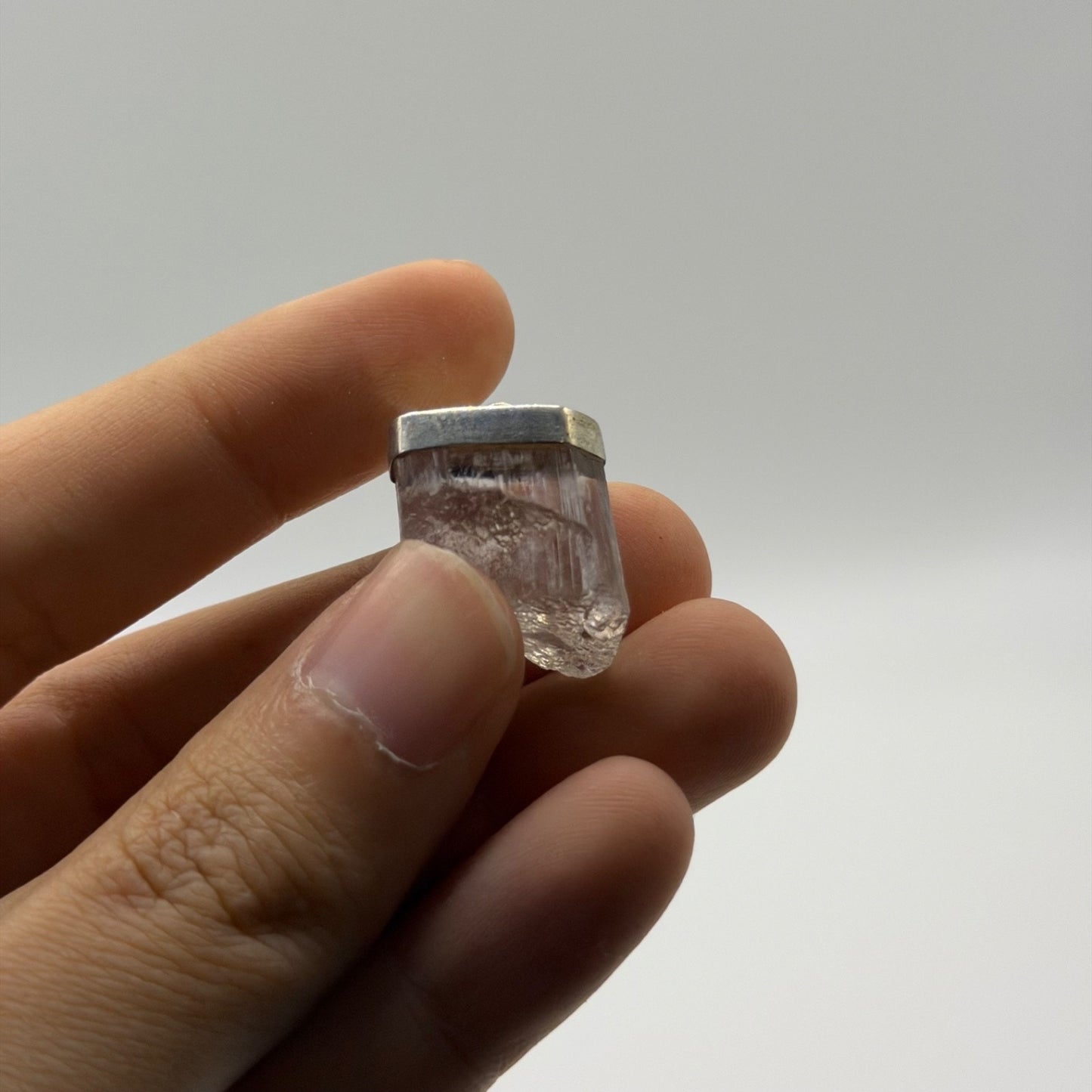 Raw Scapolite Crystal Slice Silver Pendant