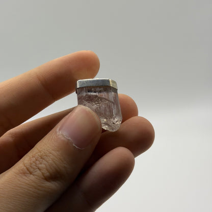 Raw Scapolite Crystal Slice Silver Pendant