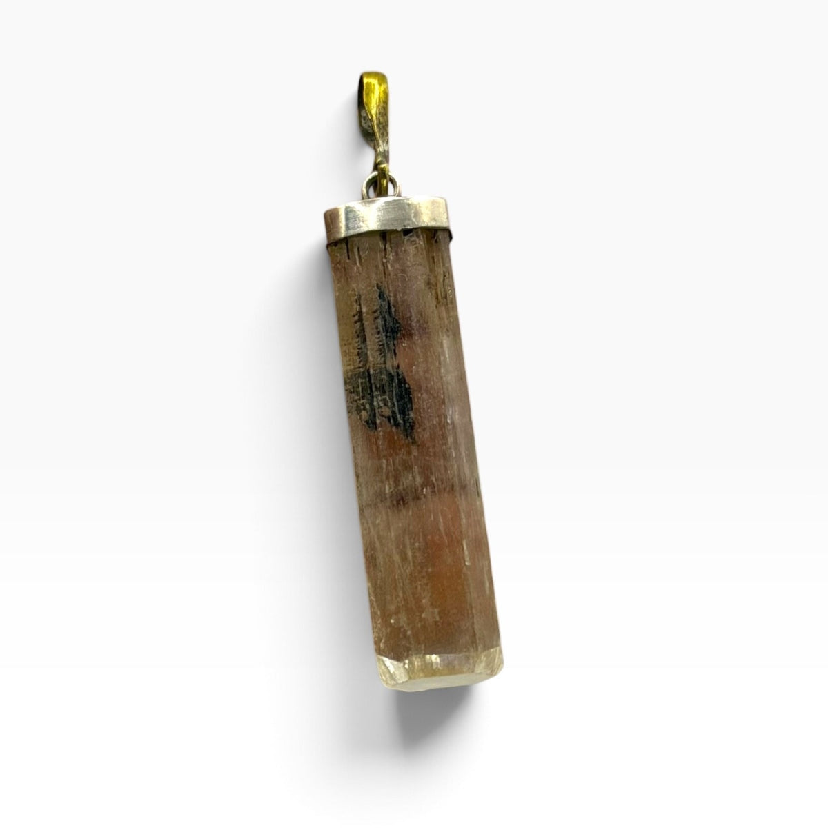 Stunning Raw Scapolite Crystal Slice Silver Pendant