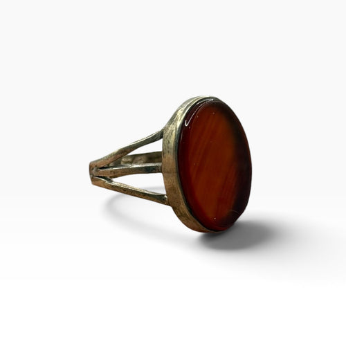 Solid Silver Agate Stone Vintage Afghan Tribal Ring