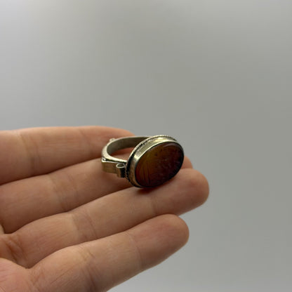 Vintage Silver Carnelian Intaglio Wax Seal Ring Ancient Style Roman Greek⁠