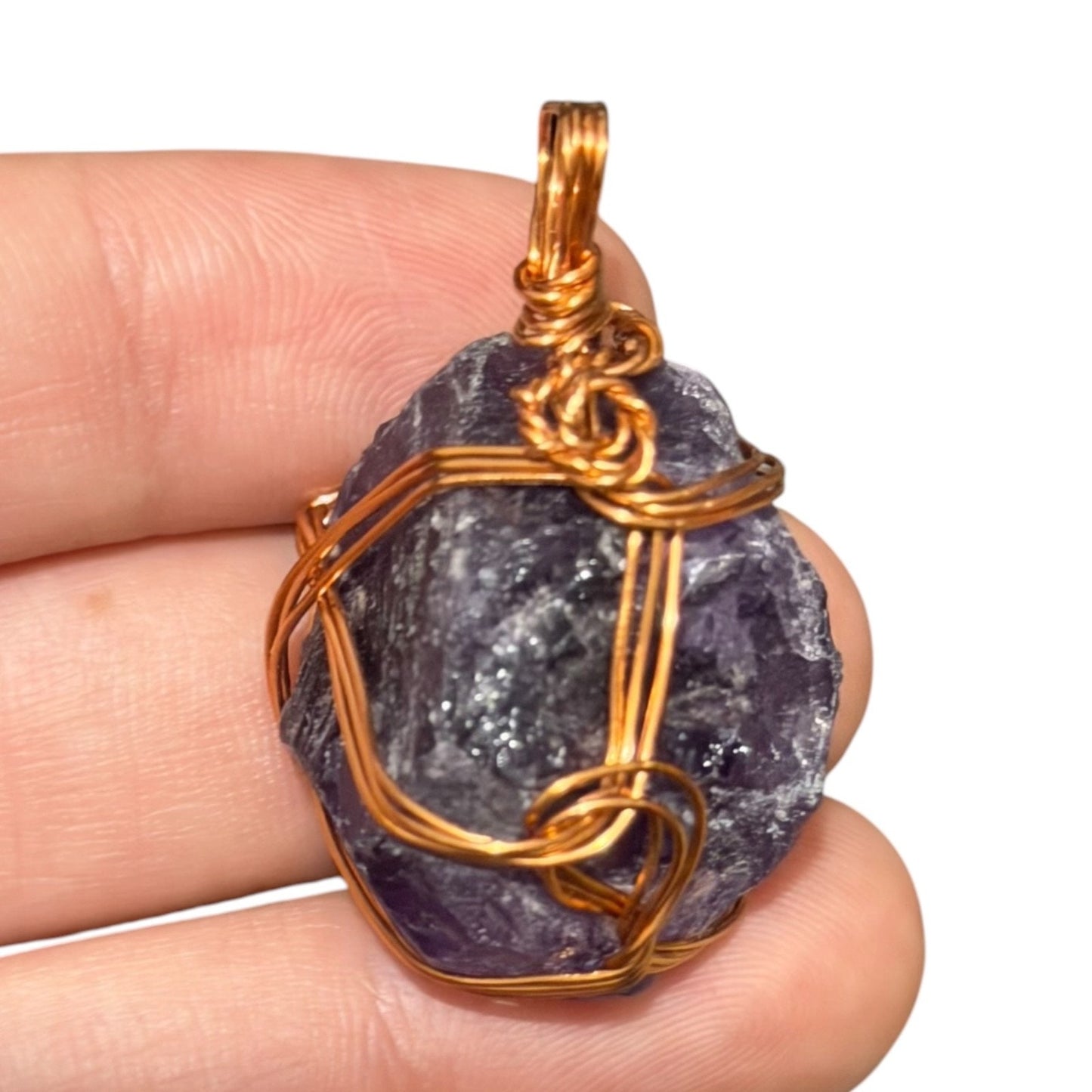 Natural Amethyst Stone Gold Tone Pendant