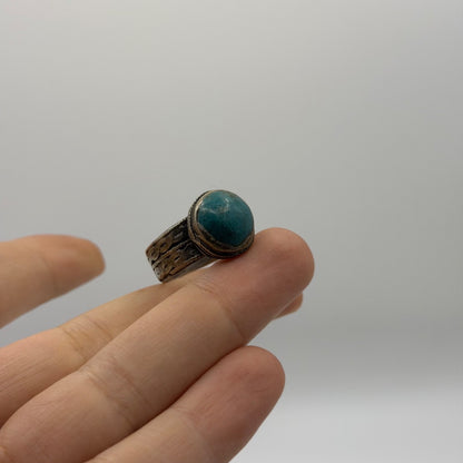 Antique Style Silver Braided Band Ring with Round Stone