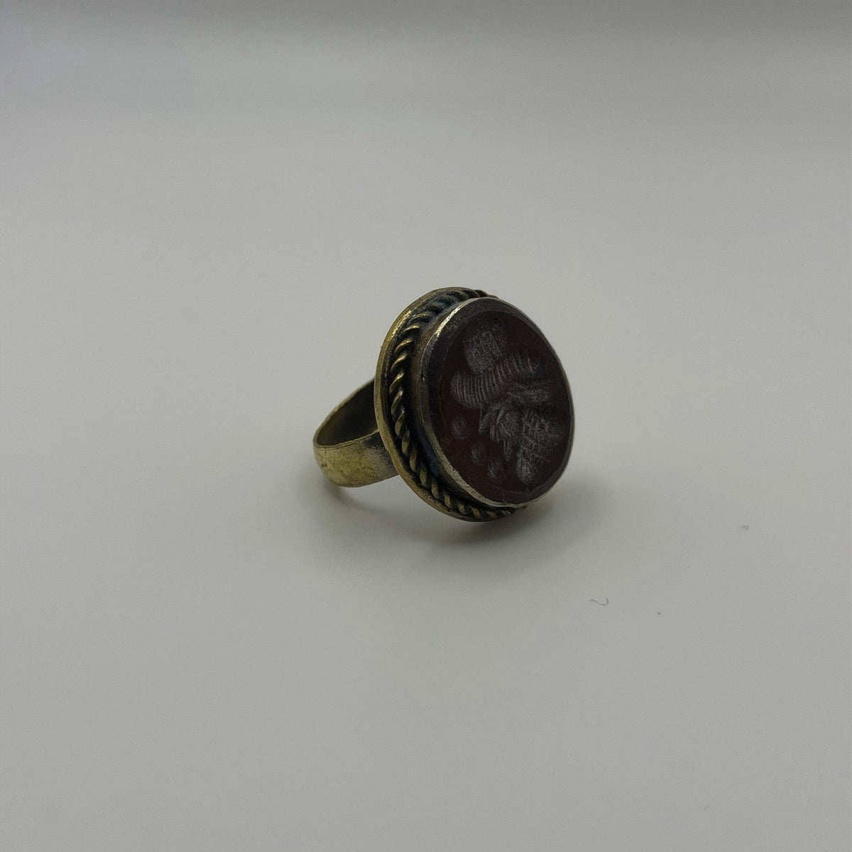 Ancient Roman Style Emperor Intaglio Brass Ring