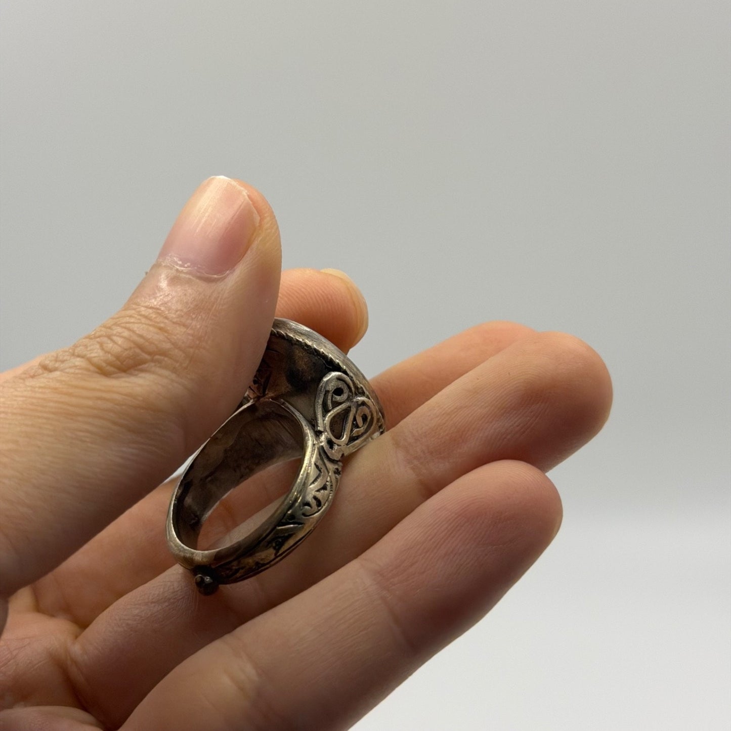 Vintage Ancient Roman Style Silver Intaglio Ring