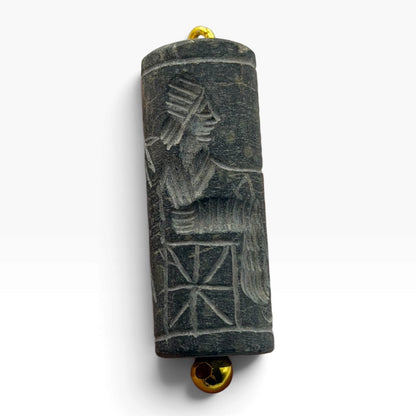 Antique Carved Cylinder Seal Pendant Ancient Style Bead Charm