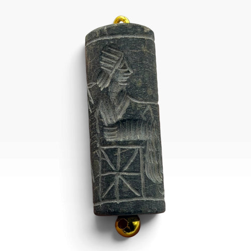 Antique Carved Cylinder Seal Pendant Ancient Style Bead Charm