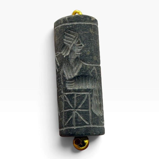 Antique Carved Cylinder Seal Pendant Ancient Style Bead Charm