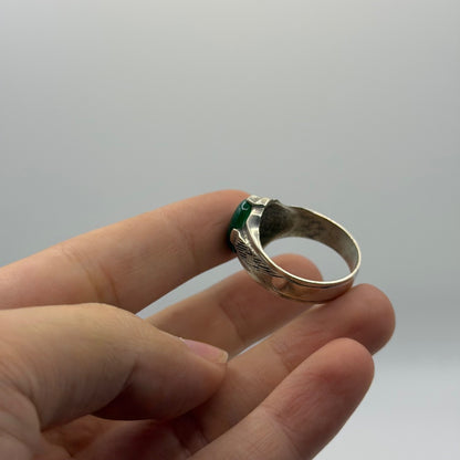 Vintage Handmade Silver Ring With Jade Stone