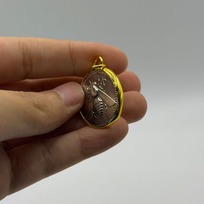 Ancient Roman Greek Style Silver & Gold Plated Coin Pendant