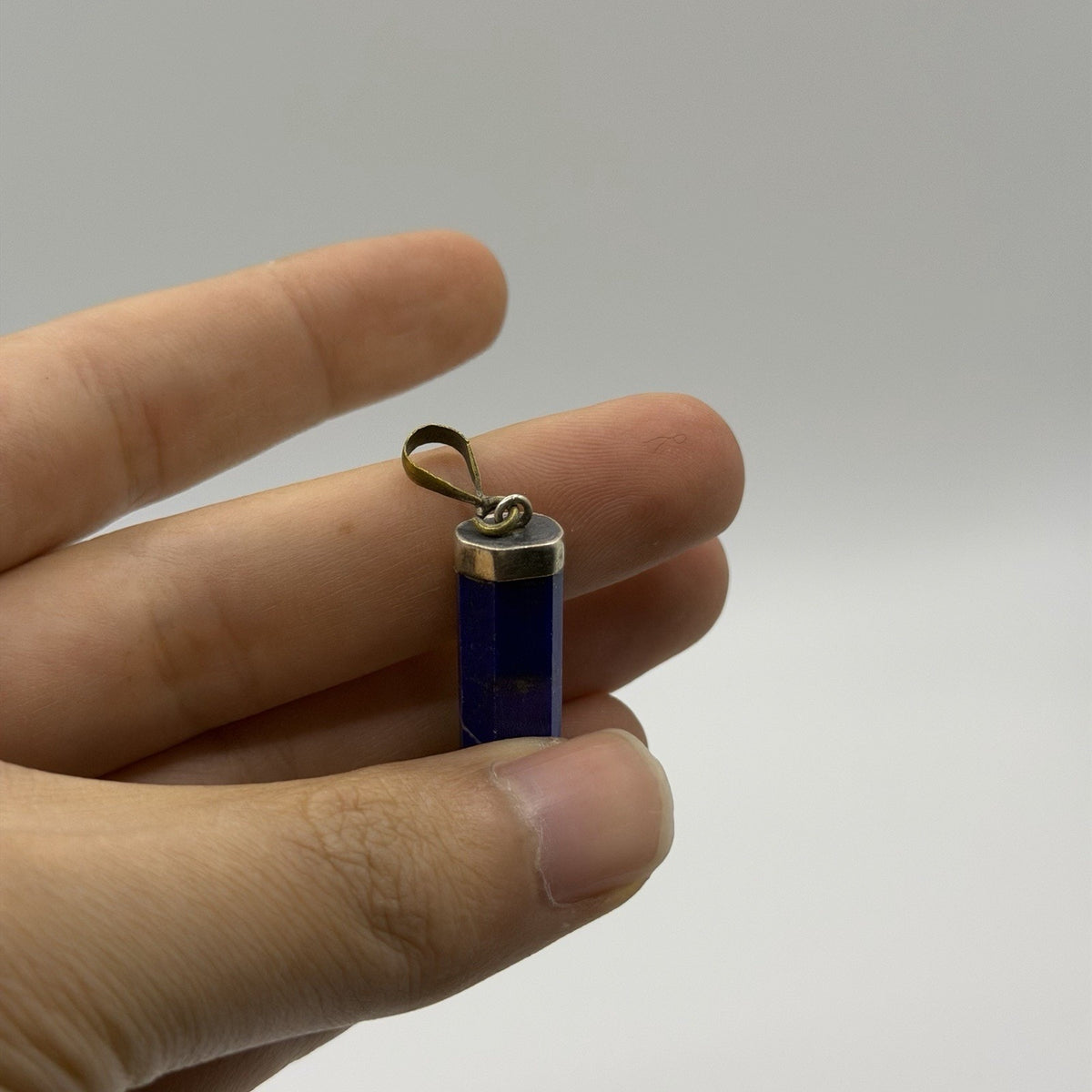 Natural Afghan Lapis Lazuli Point Pendant Silver Cap