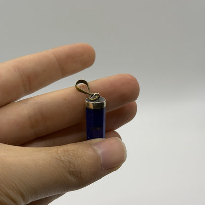 Natural Afghan Lapis Lazuli Point Pendant Silver Cap