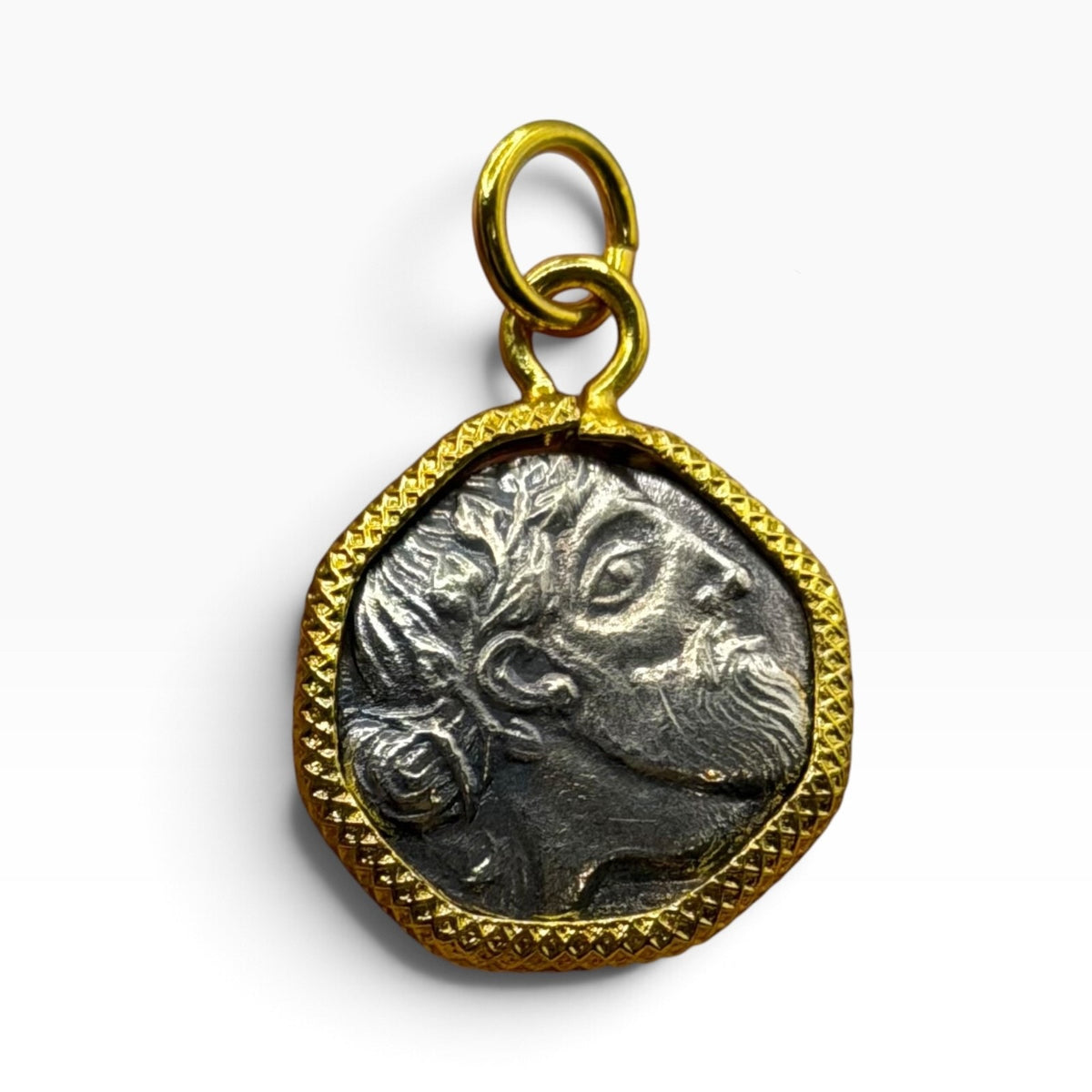 Ancient Roman Greek Style Coin Pendant Silver Gold Tone Coin Medallion Charm