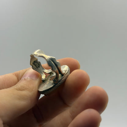 Vintage Post Medieval Style Silver Agate Ring