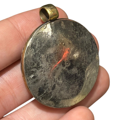 Vintage Winged Man Intaglio Brass Pendant
