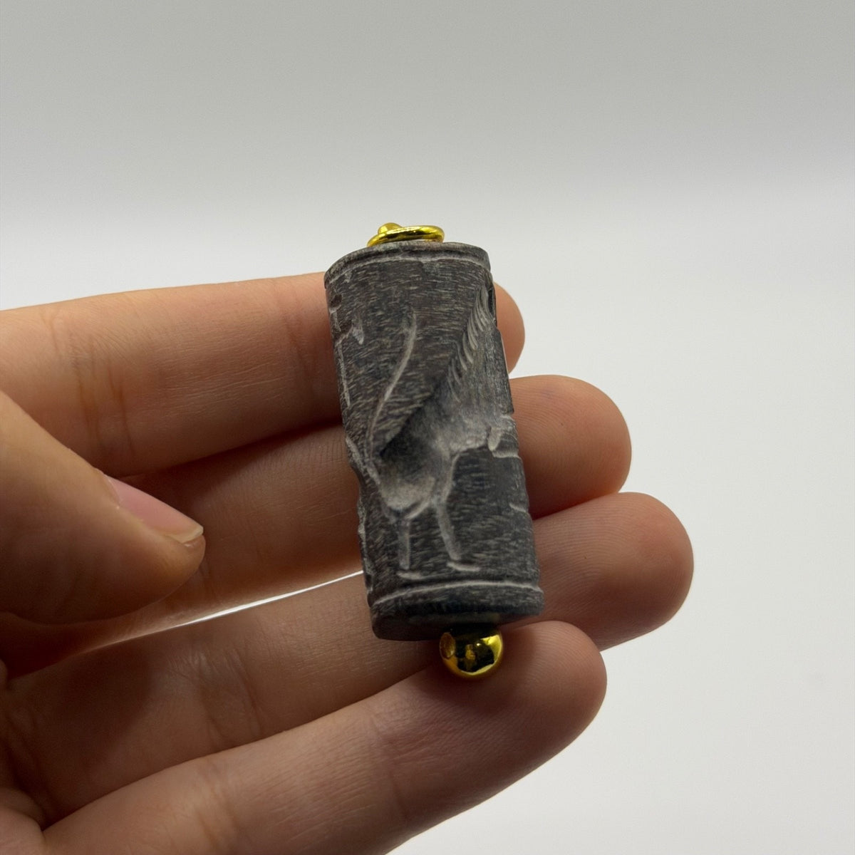 Ancient Near Eastern Style Intaglio Bead Gold Tone Pendant