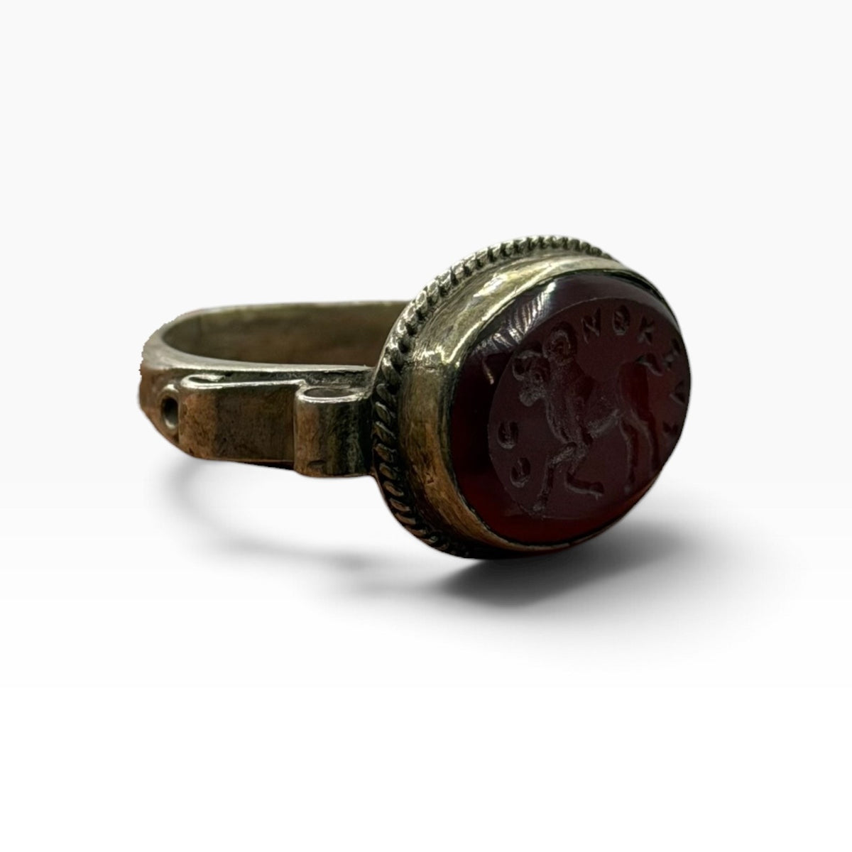 Vintage Silver Carnelian Intaglio Wax Seal Ring Ancient Style Roman Greek⁠