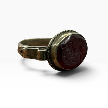 Vintage Silver Carnelian Intaglio Wax Seal Ring Ancient Style Roman Greek⁠