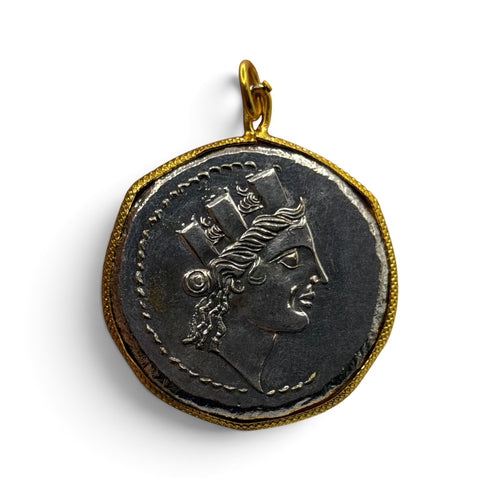 Ancient Greek Phoenicia Arados Coin Gold Plated Pendant