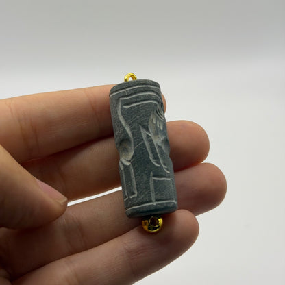 Ancient Near Eastern Style Intaglio Bead Gold Tone Pendant