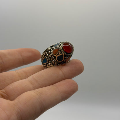 Antique Afghan Tribal Kucci Nomad Silver Ring With Stones